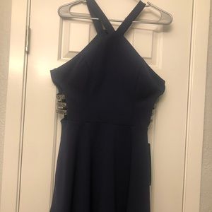 Halter dress with side bling cutouts